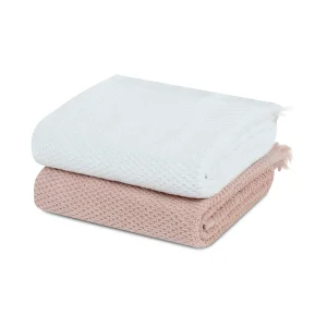 Peony Yüz Havlusu Pembe & Beyaz Set