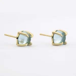 14 Ayar Blue Topaz Stud Küpe