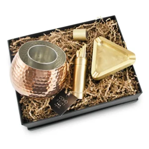 Copper Cooler & Brass Ashtray & Match Holder Gift Set