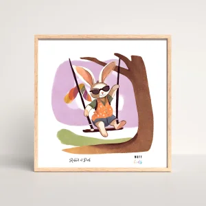 Free Friends Happy Rabbit Art Print Çocuk Odası Posteri