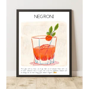 Negroni Cocktail Art Print Poster Bar, Dekor No:1