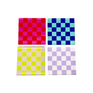 Retro Checkerboard Bardak Altlığı