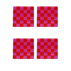 Retro Checkerboard Bardak Altlığı