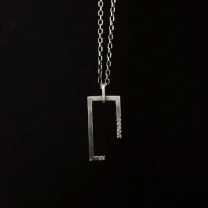 Kırık Dikdörtgen Kolye, 925 Ayar Gümüş Unisex Kolye - Zincir Uzunluğu 50cm