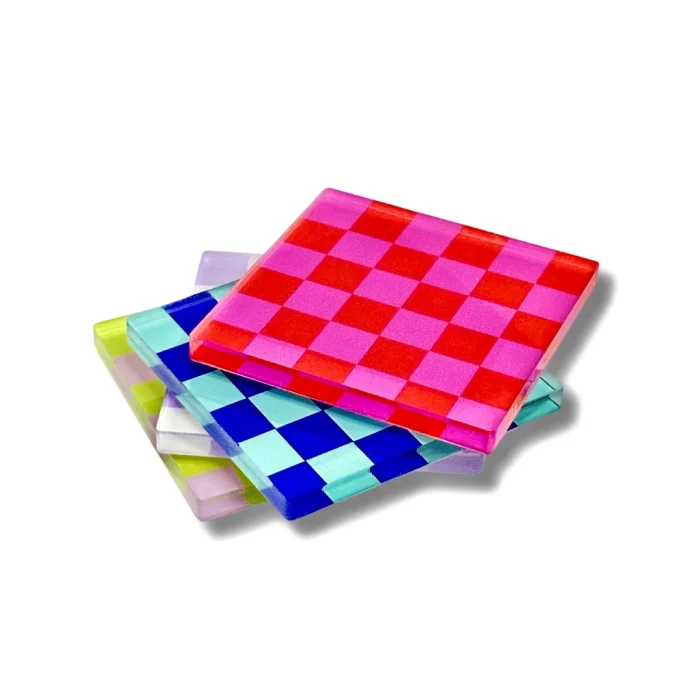 Retro Checkerboard Bardak Altlığı 4'lü image 2