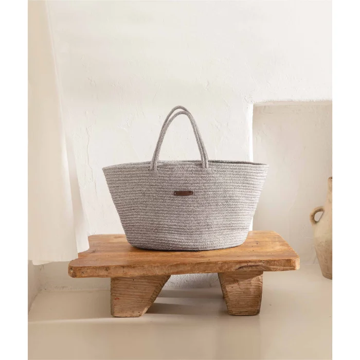 Cesta El Yapımı Pamuklu Hasır Çanta Plaj Gündelik Dekoratif Çanta 26x57cm image 2