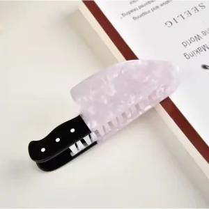 Bıçak Figürlü Kemik Asetat Siyah Toka