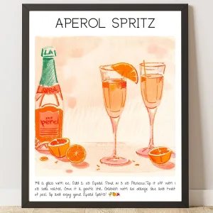 Aperol Spritz Art Print Cocktail Tasarım Poster No:3