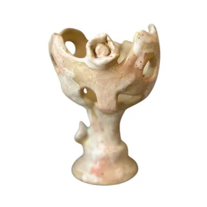 Çiçekli Stoneware Ayaklı Mumluk