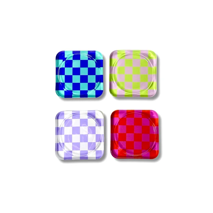 Retro Checkerboard Glass Edition Bardak Altlığı image 3
