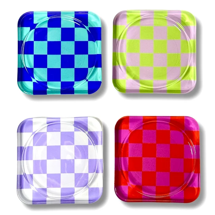Retro Checkerboard Glass Edition Bardak Altlığı image 1