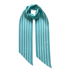 Star Striped Silk Neck Scarf Turquoise