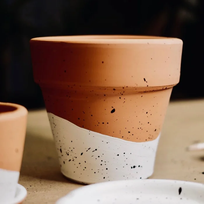 Terracotta Konik Saksı + Tabak image 1