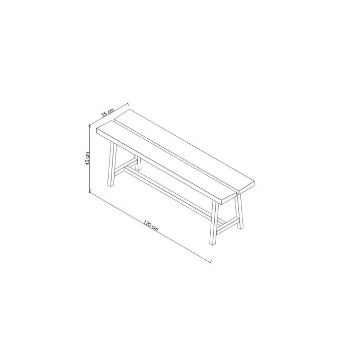 Masif Meşe Bank - Pi Serisi - 120cm image 2
