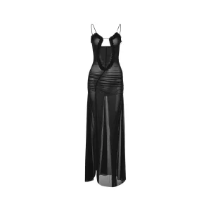 Black Sheer Transparent Homewear Dress