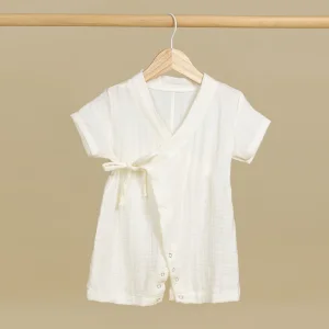 Müslin Kısa Kollu Kimono  Bebek Tulumu
