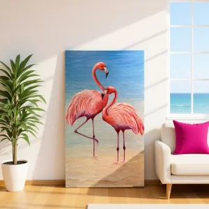 Flamingo Aşkı Tuval Üzeri Yağlı Boya Tablo
