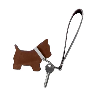 Handmade Genuine Leather Dog Figured Keychain - Sustainable Production