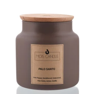 Palo Santo Kavanoz Mum -  Ahşap Kapaklı Palo Santo Tütsü Koku Kavanoz Mum