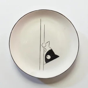 Siyah Kedi, Seramik Pasta Tabağı- 18 Cm