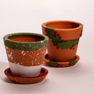 Yeni Yıl Saksı İkilisi - Terracotta Saksı Seti