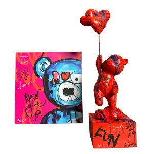 Ayakta Duran Balonlu Ayıcık Pop Art Heykel