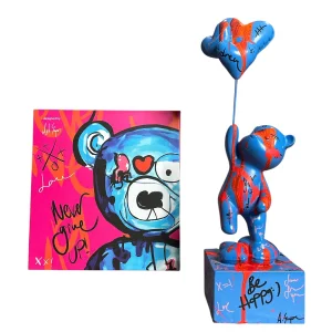 Ayakta Duran Balonlu Ayıcık Pop Art Heykel