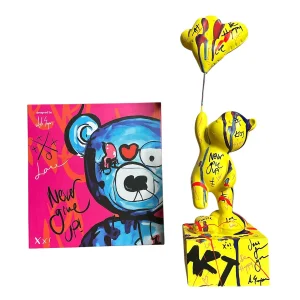 Ayakta Duran Balonlu Ayıcık Pop Art Heykel