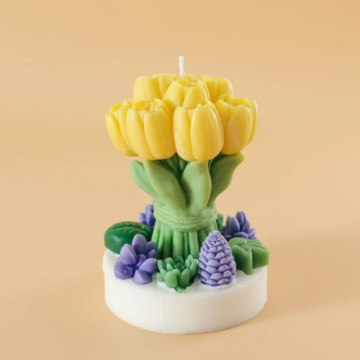 Botanical Series Amber Kokulu Sarı Çiçek Buketi Mum image 1