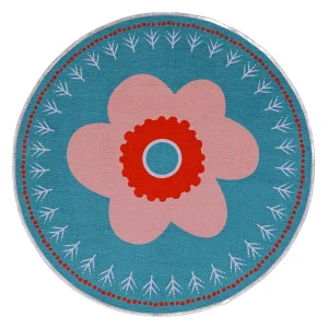 Amulet Flower Mint Yeşili Yıkanabilir Yuvarlak Çocuk Halısı 120cm