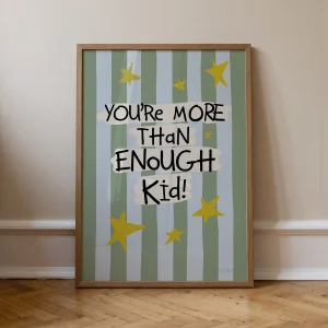 You're More Than Enough Kid Yeşil El Çizimi Çocuk Odası