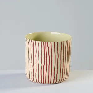 Classic - Thick Red Stripes Porselen Bardak