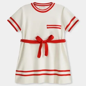Cherry Racer - Striped Hem & Sleeve Dress