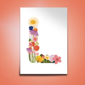 Çiçek L Harf Poster - Çerçeve Baskı (Çerçevesiz)