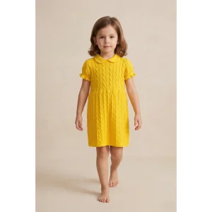 Ruby Blaze Cable-knit Short-sleeve Dress