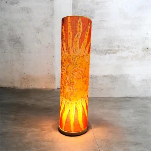 El Yapımı Güneş Desenli Mum Batik Lambader