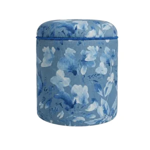 Blue Blossom Aqua Blue Pouf & Side Table