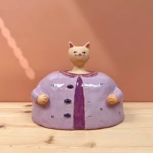 Lady Violet Seramik Kedi Heykel Heykelcik