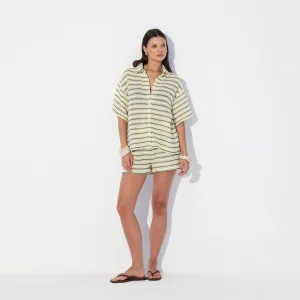 Solea Striped Sarı Örgü Gömlek