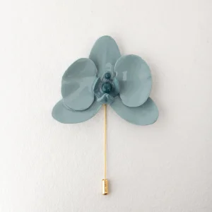 Orchid Teal Porselen Broş