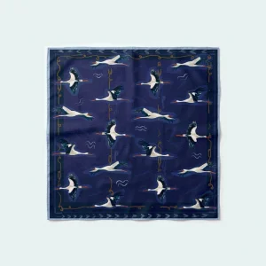 Navy Storks Gece Mavisi Silk Scarf