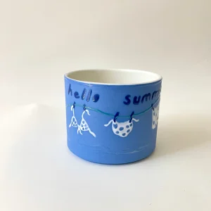 Handmade Porcelain Hello Summer Blue Cup