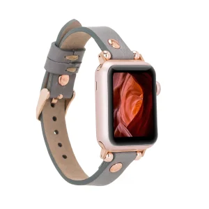 BloomBand Sandy Gray Gri Deri Apple Watch Kayışı