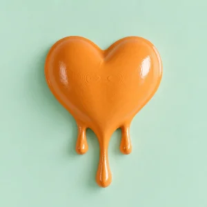 Pastel Turuncu Melting Heart Duvar Dekoru