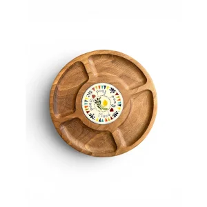 Solid Walnut Serving Tray with Ceramic Tile Detail