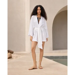 Sun Beyaz Keten Kimono