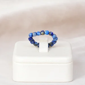 Doğal Lapis Lazuli Taşlı Esnek Yüzük