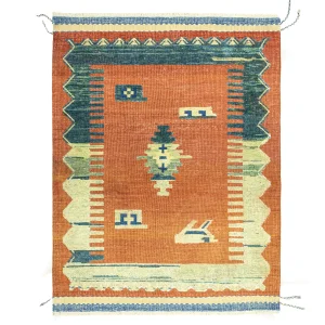 Sarven İlkel Tasarımlı Kiremit Kilim Rug