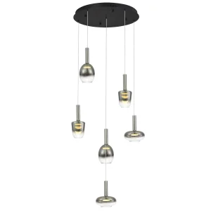 Modern LED Metal Cam Füme Boya Avize