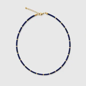 Noctis - Lapis Lazuli & Gold Hematit Minimal Kolye
